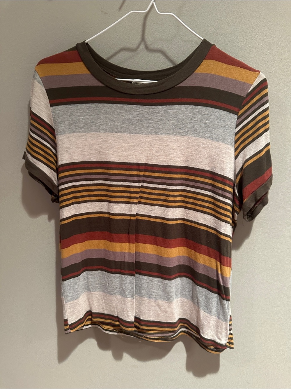 Striped Short Sleeve Crewneck Top in Multi-Color